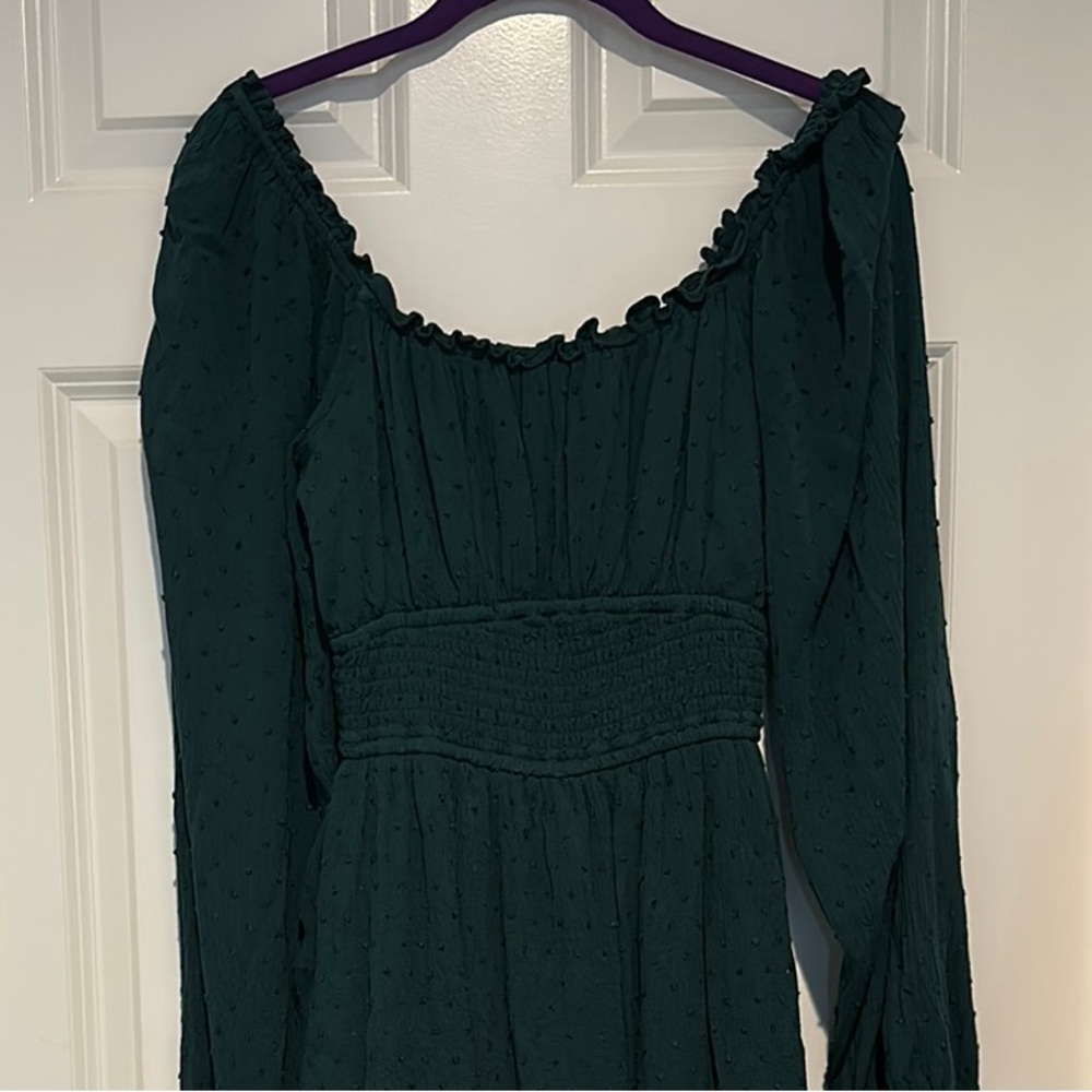 Hollister Dark Green Off-Shoulder Romper